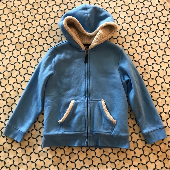 Lands’ End Blue Sherpa-Lined Hoodie size L (6x-7) - Picture 1 of 3